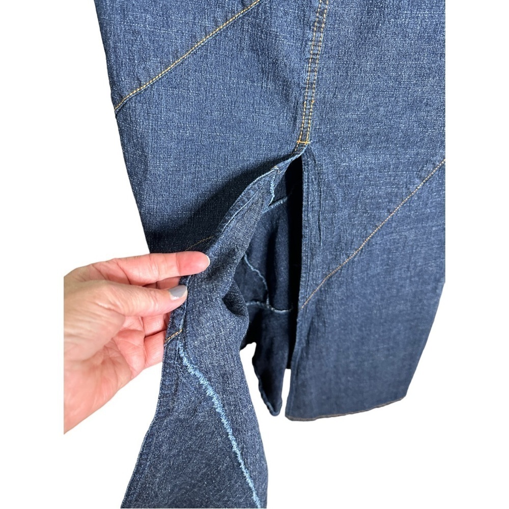 Caché Denim Crystal Accents Front Zip Maxi Flare Bottom Skirt 4 - Picture 4 of 7